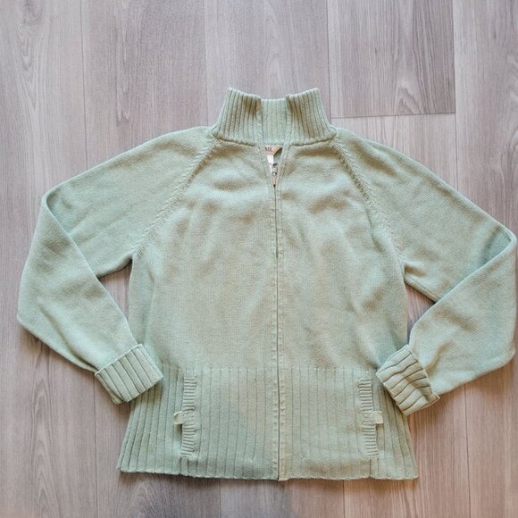 Bass Womens Mint Green Full-Zip Cotton Cardigan Sweater L - Picture 4 of 6